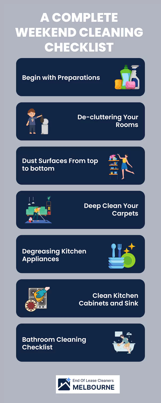 Weekend Cleaning Checklist to help you clean more effectively